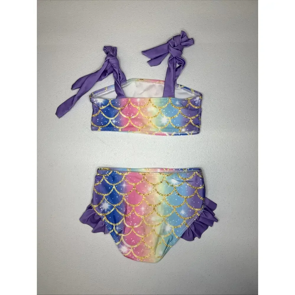Girls Swimsuit 2 Pack Matching Bathing Suits One-piece + Bikini Set Size 3Y